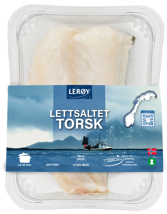 Fersk Lettsaltet Torskefilet m/Skinn 400g Lerøy