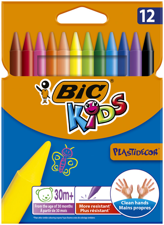 Bilde av Bic Kids Plastidecor-fargestifter – Assorterte Farger Pakke med 12