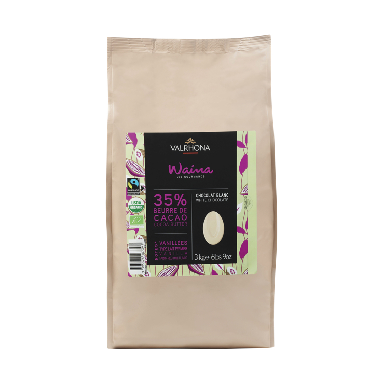 Sjokolade Hvit 35 % "waina" Fairtrade & Økologisk 3kg Valrhona