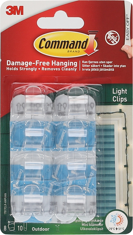 Command™ Clear Outdoor Light Clips With Foam Strips Light Clips With Foam Strips