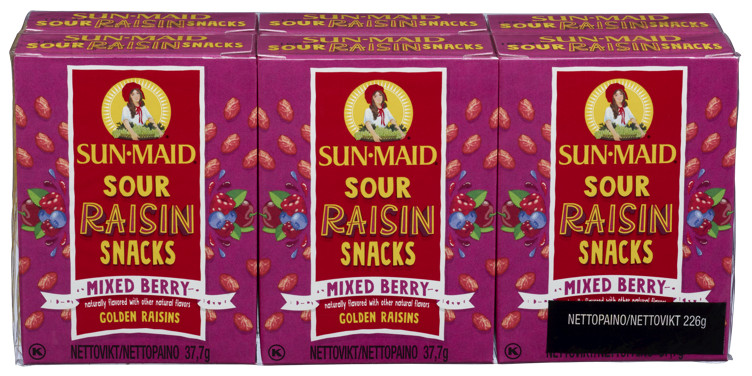 Sun Maid Rosiner Sour Mixed Berry 6p 37.7x6
