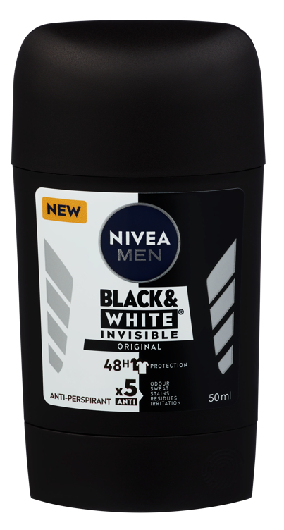 Bilde av Nivea Men Deodorant Stick Black & White Anti-stain Invisible, 50ml