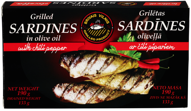 Grillet Sardiner i Oliven Olje med Chilli 190g