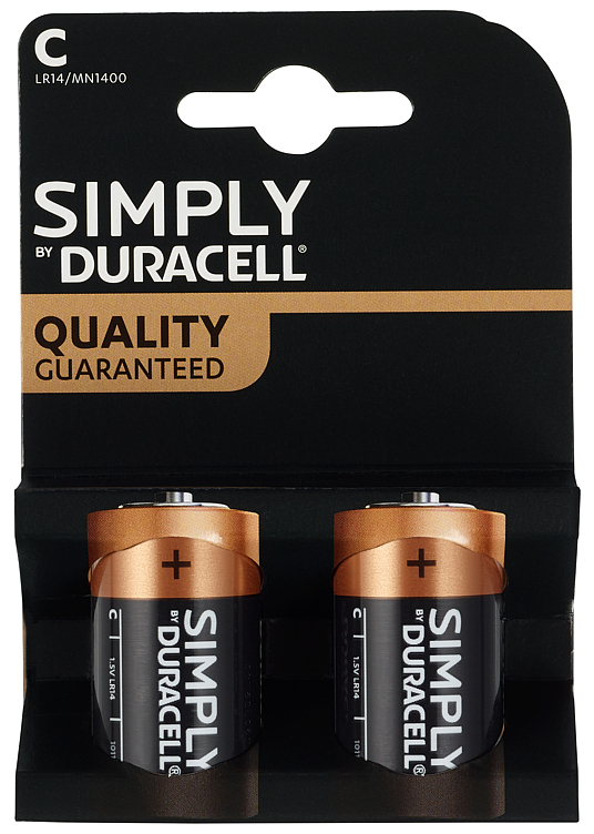 Duracell Simply C Alkalisk Batteri 2pk