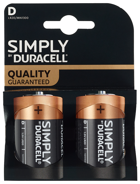 Duracell Simply D Alkalisk Batteri 2pk