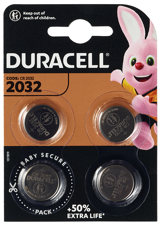 Duracell 2032 Litium Knappcellebatteri 4pk