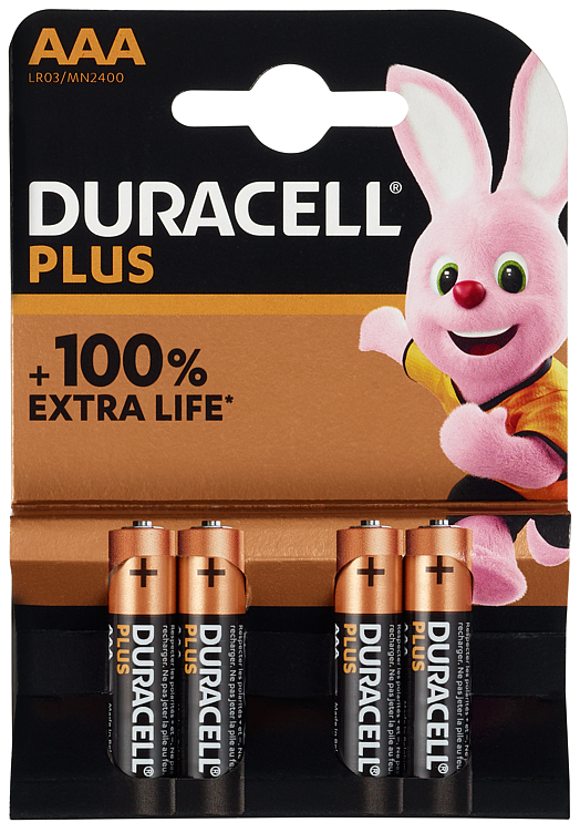 Duracell Plus Aaa Alkalisk Batteri Svanen 4pk