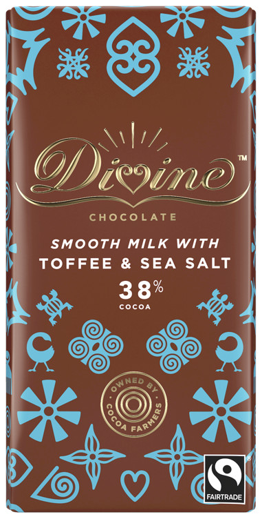 Toffeeseasalt Milkchoc 90g Divine Fairtrade