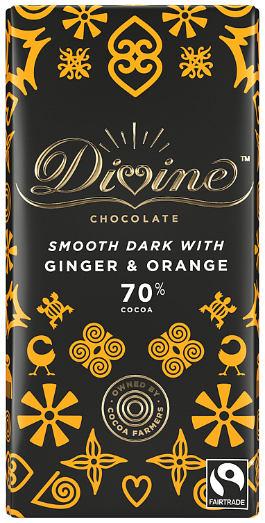 Dark Fairtrade Chocolate Ginger & Orange 90g Divine