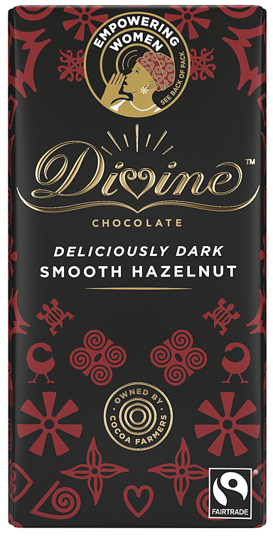 Dark Fairtrade Chocolate With Hazelnut Truffle.90g Divine