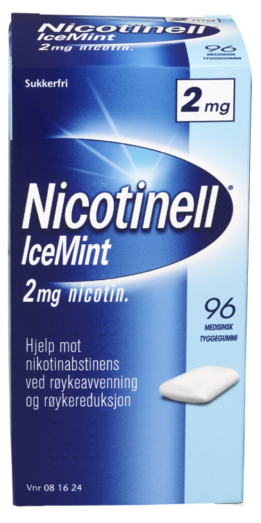 Bilde av Nicotinell 2mg Tyggegummi For Røykeslutt Icemint 96stk Ved Nikotinabstinens i Røykfrie Perioder og Ved Røykeavvenning