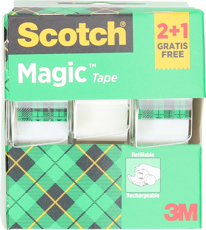 Scotch® Magic™ Tape Hyllepakke 2 Ruller + 1 Gratis 19 mm X 7,5 m + Håndholdt Dispenser