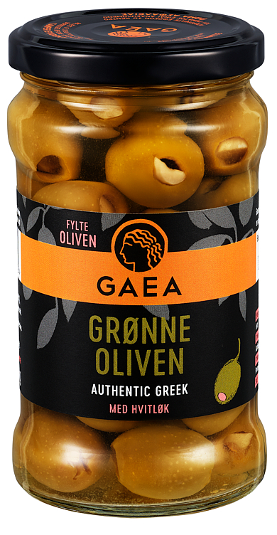 Gaea Grønne Oliven med Hvitløk 8x295g