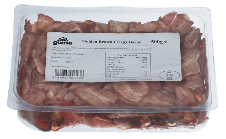 Sprøstekt Bacon 500g Guina