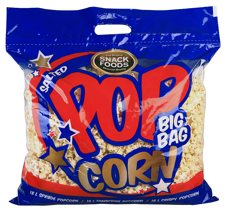 Snack Foods Big Bag Popcorn, Salt 600g/18l