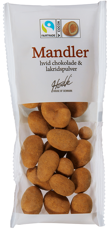 Hodk Mandler, Hvit Sjokolade og Lakrispulver Fairtrade 100g