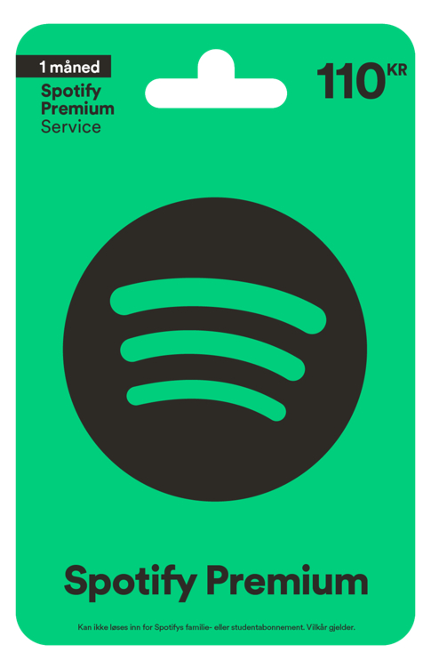 Gavekort Spotify 110nok