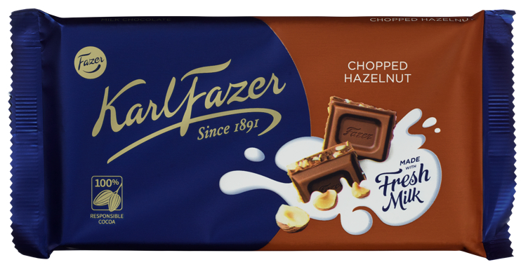 Karl Fazer Chopped Hazelnuts Milk Chocolate 145g