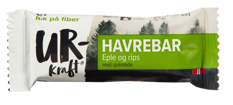 Havrebar Eple & Rips med Sjokolade 40g Urkraft