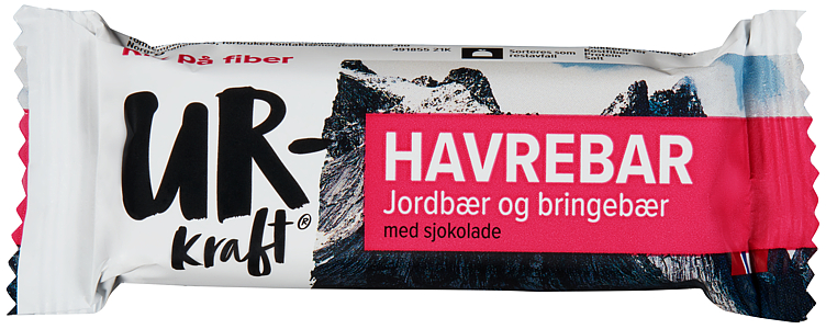 Havrebar Jordbær & Bringebær med Sjokolade 40g Urkraft