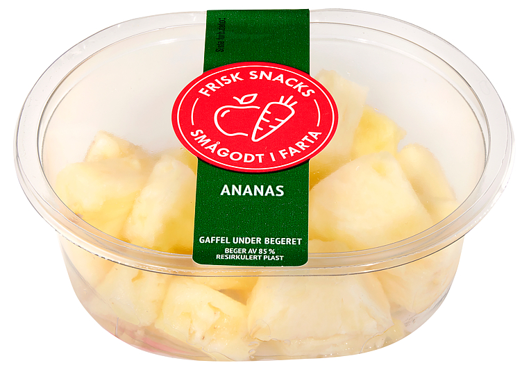 Ananas i Biter 200g med Gaffel Bama Frisk Snacks