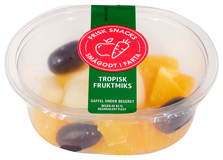 Tropisk Fruktmiks 180g med Gaffel Bama Frisk Snacks