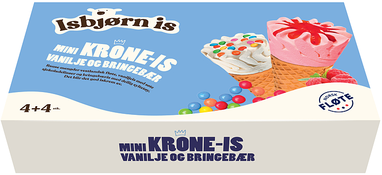 Mini Krone-is Vanilje og Bringebær