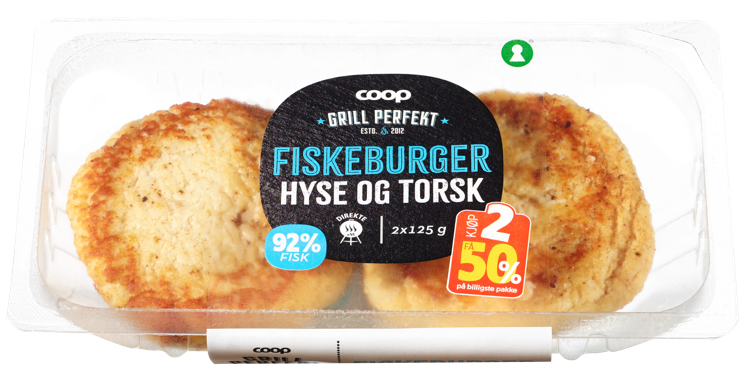 Fiskeburger Hyse og Torsk 250g Coop