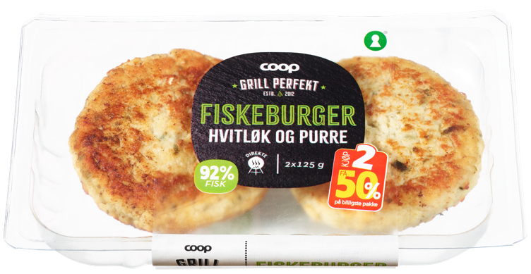 Fiskeburger Hvitløk og Purre 250g Coop