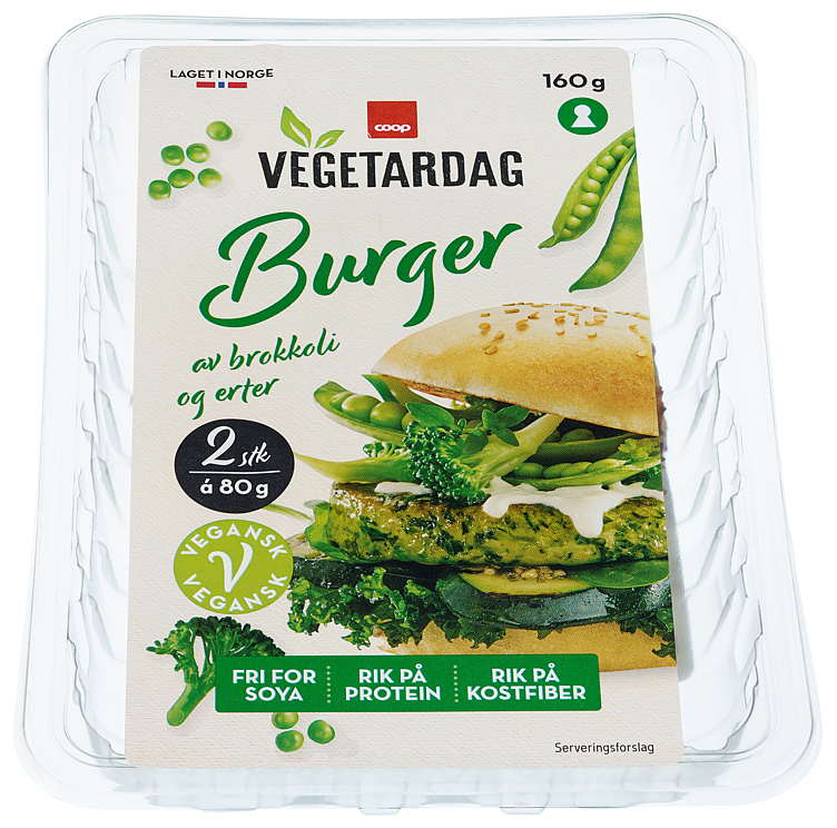 Vegetardag Brokkoli og Erteburger 2 X 80g