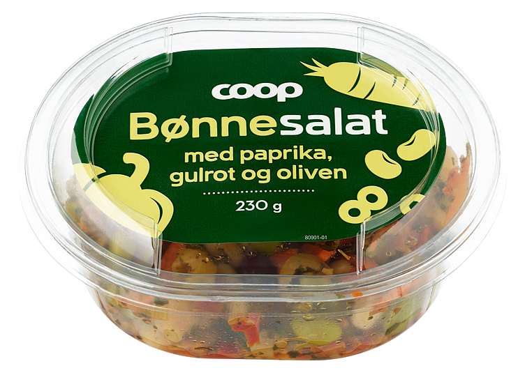 Bønnesalat med Paprika, Gulrot og Oliven 230 g Coop