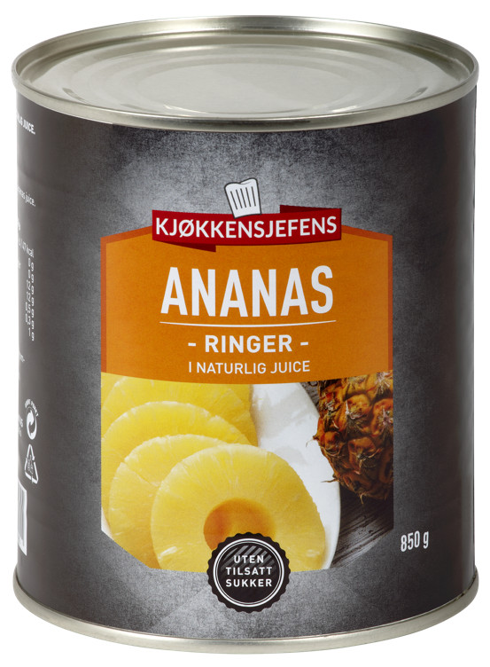 Ananasringer 820g Kjøkkensjefens