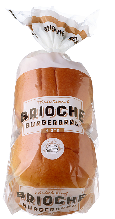 Brioche Burgerbrød 4pk 200g Mesterbakeren