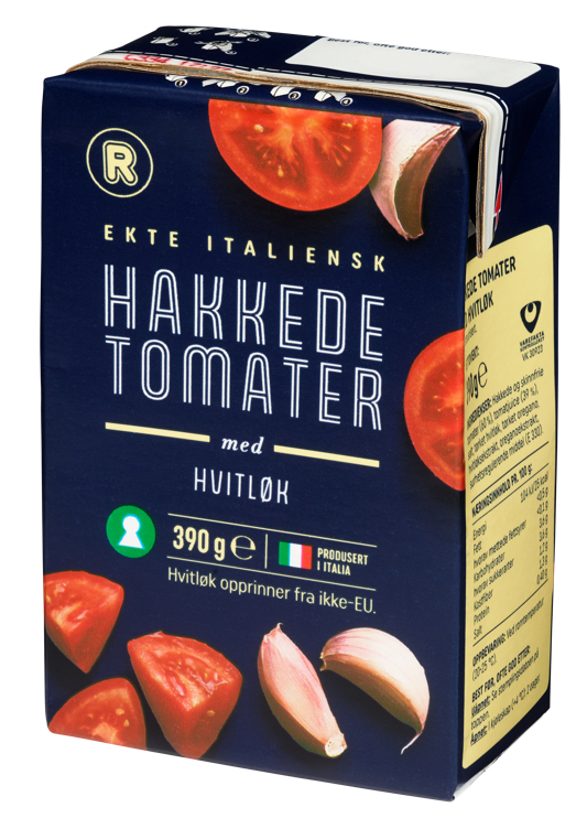 Tomater Hakkede Hvitløk 390g Rema 1000