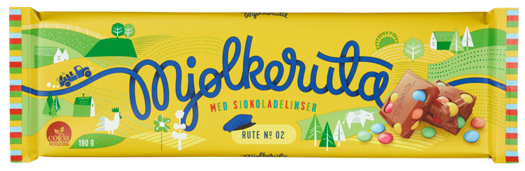 Melkesjokolade m/Sjokoladelinser 190g R Mjølkeruta