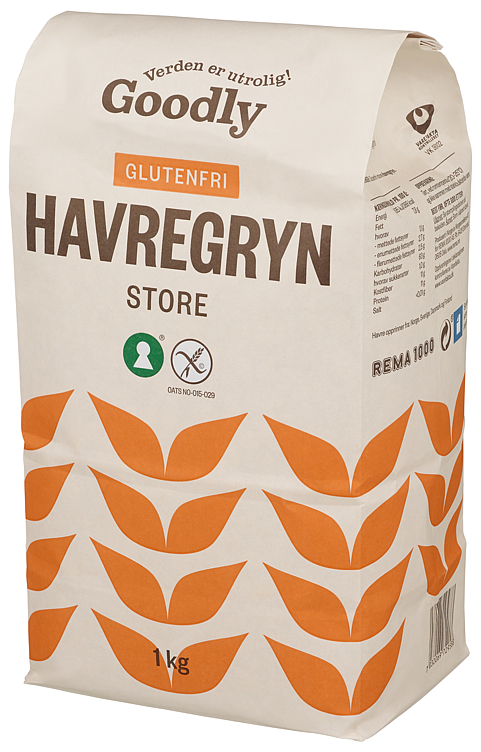 Havregryn Store Glutenfri 1kg Goodly