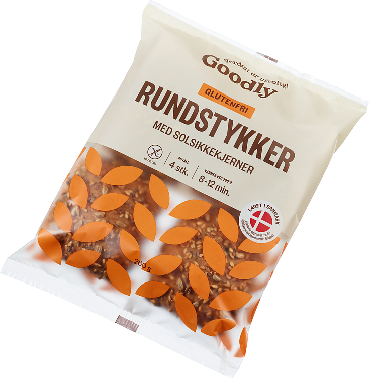 Rundstykker m/Solsikkekjerner 4x65g Glutenfri Goodly