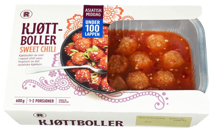 Bilde av Kjøttboller Sweet Chili Saus 600g Rema 1000