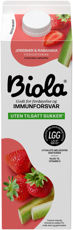 Biola Jordbær/rabarbra uten 1000g Tine