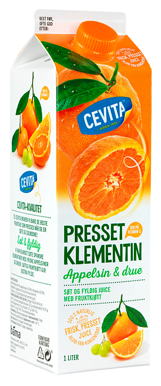 Klementinjuice med Appelsin og Drue 1l Cevita