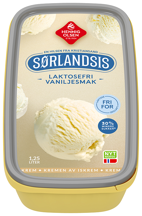 Sørlandsis Laktosefri og Sukkerredusert Vanijesmak 1,25l Fløteis