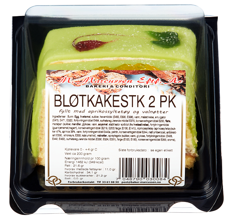 Bløtkake-stk 2 Pk med Aprikos og Valnøtter Baker Marcussens