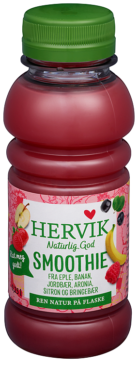 Hervik - Smoothie Fra Eple Banan Jordbær Aronia Sitron og Bringebær 250ml
