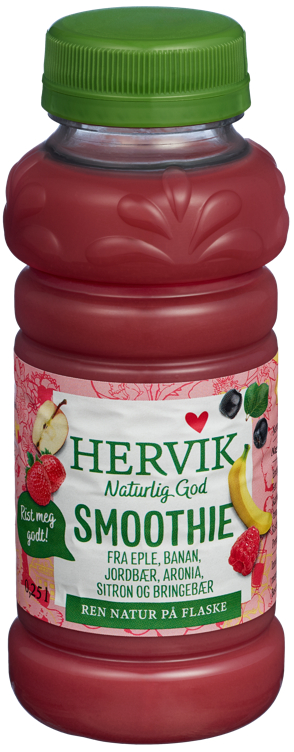 Hervik - Smoothie Fra Eple Banan Jordbær Aronia Sitron og Bringebær 250ml