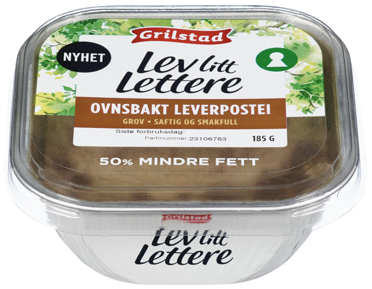 Grilstad Lev Litt Lettere Ovnsbakt Leverpostei 185g