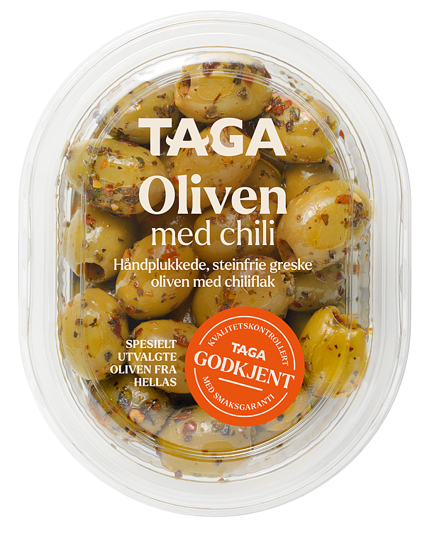 Taga Greske Oliven med Urter og Chili 130g