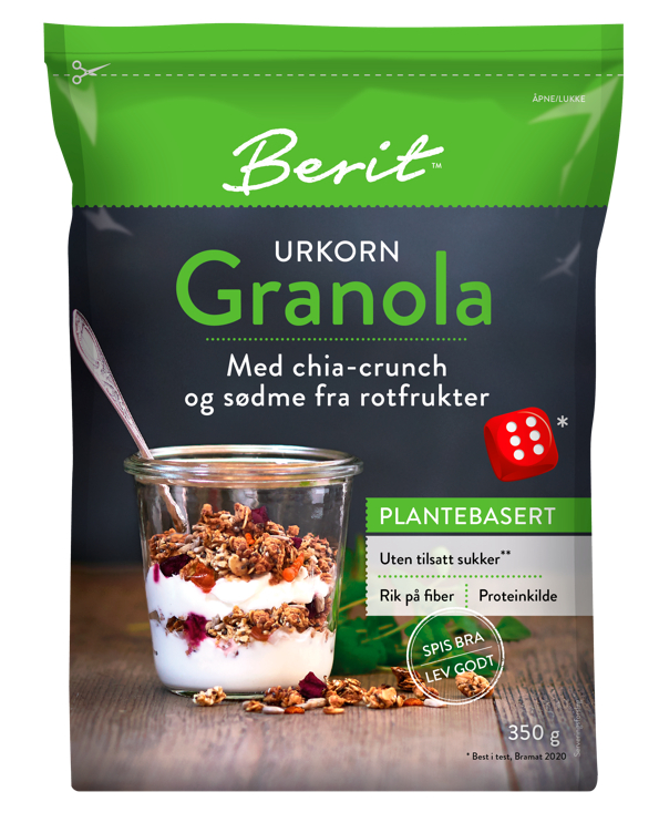 Berit™ Granola Chia og Rotfrukter uten Tilsatt Sukker