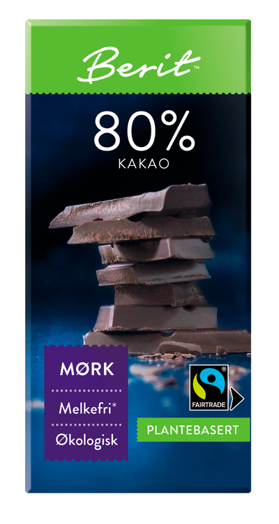 Berit™ 80 % Kakao Melkefri Mørk Sjokolade