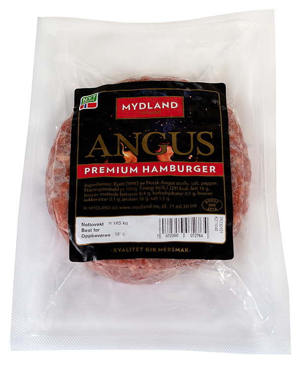 Angus Premium Hamburger 165g Frys Mydland