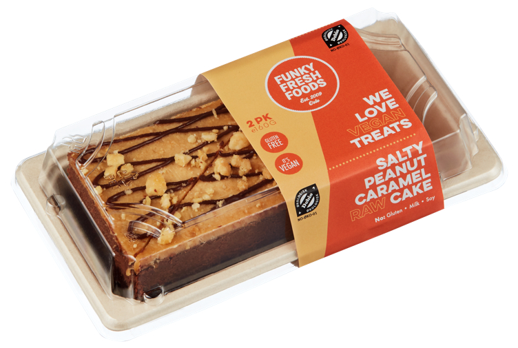 2pk Peanut Caramel Chocolate Cake 160g (2 X 80g) Vegansk Raw Økologisk Glutenfri